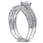 0.33 CT. T.W. Princess-Cut Natural Diamond Antique Vintage-Style Bridal Engagement Ring Set in Solid 10K White Gold