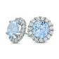 6.0mm Simulated Aquamarine and Lab-Created White Sapphire Frame Stud Earrings in 10K White Gold