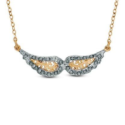 Natural Diamond Fascination™ Wings Necklace in 14K Gold - 17"