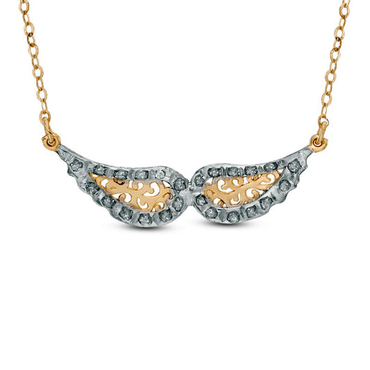 Natural Diamond Fascination™ Wings Necklace in 14K Gold - 17"