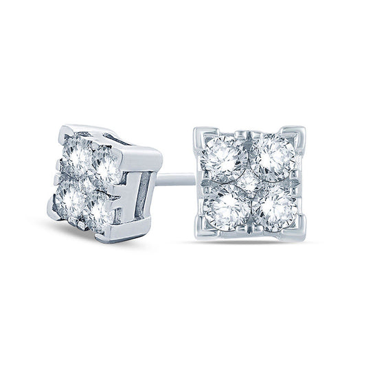 0.5 CT. T.W. Diamond Square Stud Earrings in 10K White Gold