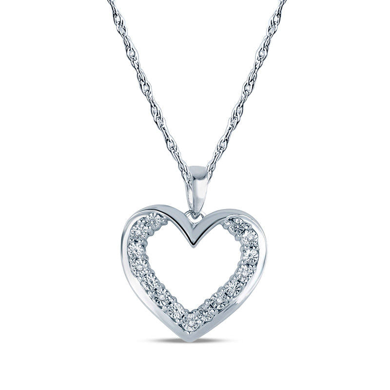 Natural Diamond Accent Heart Pendant in Sterling Silver