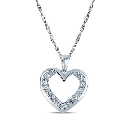 Natural Diamond Accent Heart Pendant in Sterling Silver