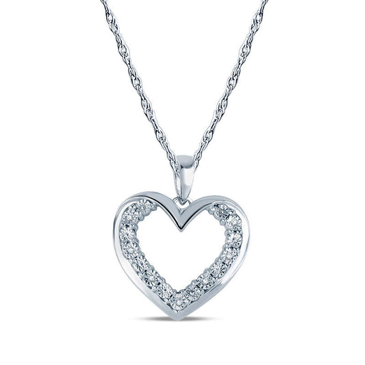 Natural Diamond Accent Heart Pendant in Sterling Silver