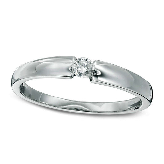 Natural Clarity Enhanced Diamond Accent Solitaire Promise Ring in Solid 10K White Gold