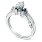0.63 CT. T.W. Marquise Natural Diamond and Blue Sapphire Three Stone Ring in Solid 14K White Gold