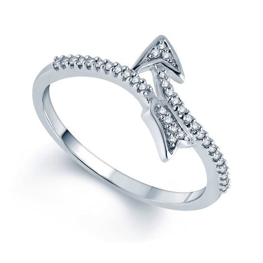0.10 CT. T.W. Natural Diamond Wrapped Arrow Ring in Solid 10K White Gold