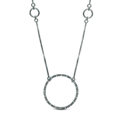 0.1 CT. T.W. Natural Diamond Circle Station Necklace in Sterling Silver - 17"