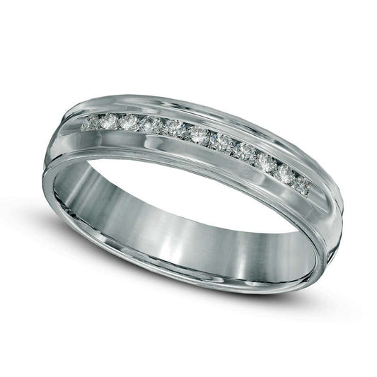 Men's 0.25 CT. T.W. Natural Diamond Comfort Fit Wedding Band in Solid 14K White Gold
