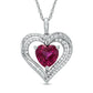 8.0mm Heart-Shaped Lab-Created Ruby and White Sapphire Heart Pendant in Sterling Silver