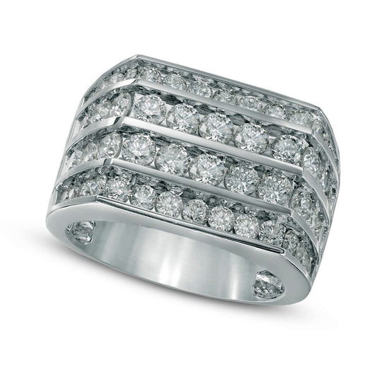 Men's 3.75 CT. T.W. Natural Diamond Four Row Ring in Solid 14K White Gold