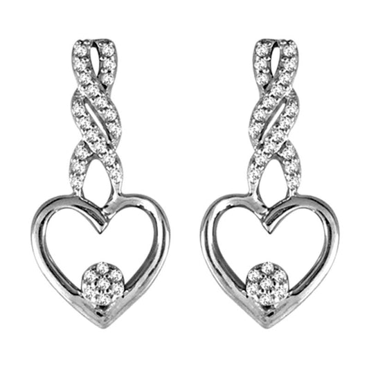 0.1 CT. T.W. Diamond Cascading Heart Drop Earrings in 10K White Gold