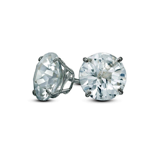 8.0mm Lab-Created White Sapphire Stud Earrings in 10K White Gold
