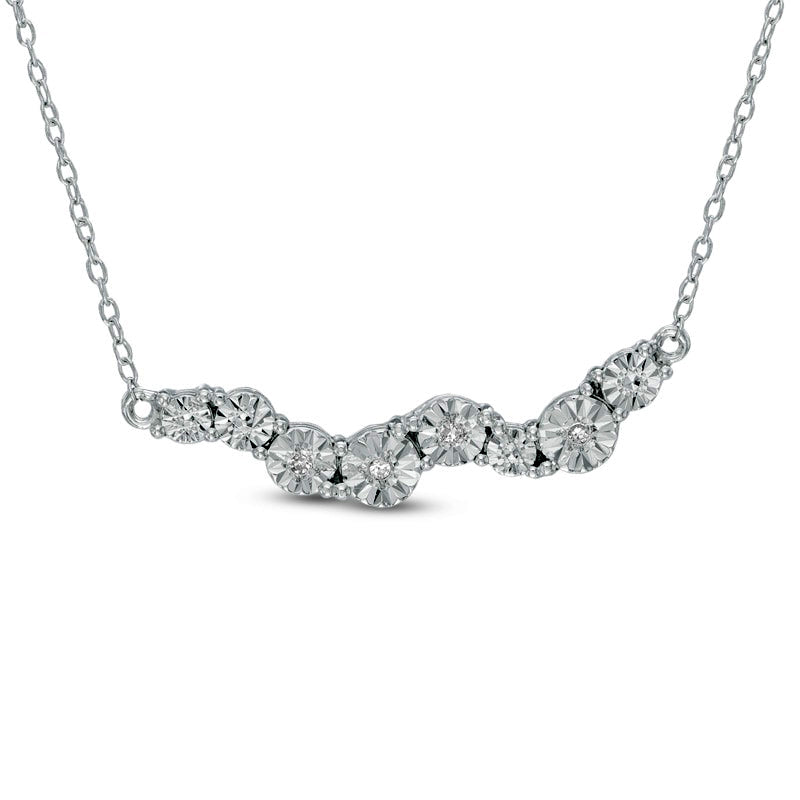 Natural Diamond Accent Wavy Line Necklace in Sterling Silver