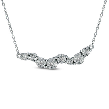 Natural Diamond Accent Wavy Line Necklace in Sterling Silver