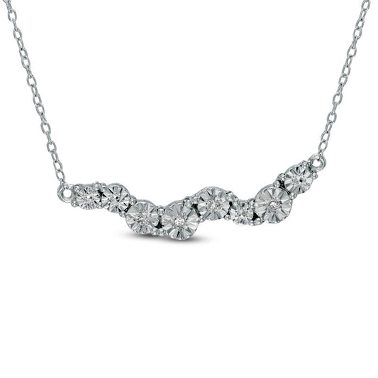 Natural Diamond Accent Wavy Line Necklace in Sterling Silver