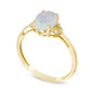 Oval Opal and Natural Diamond Accent Antique Vintage-Style Ring in Solid 10K Yellow Gold