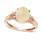 Oval Opal and Natural Diamond Accent Ring in Solid 10K Rose Gold