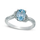 Oval Aquamarine and Natural Diamond Accent Ring in Sterling Silver