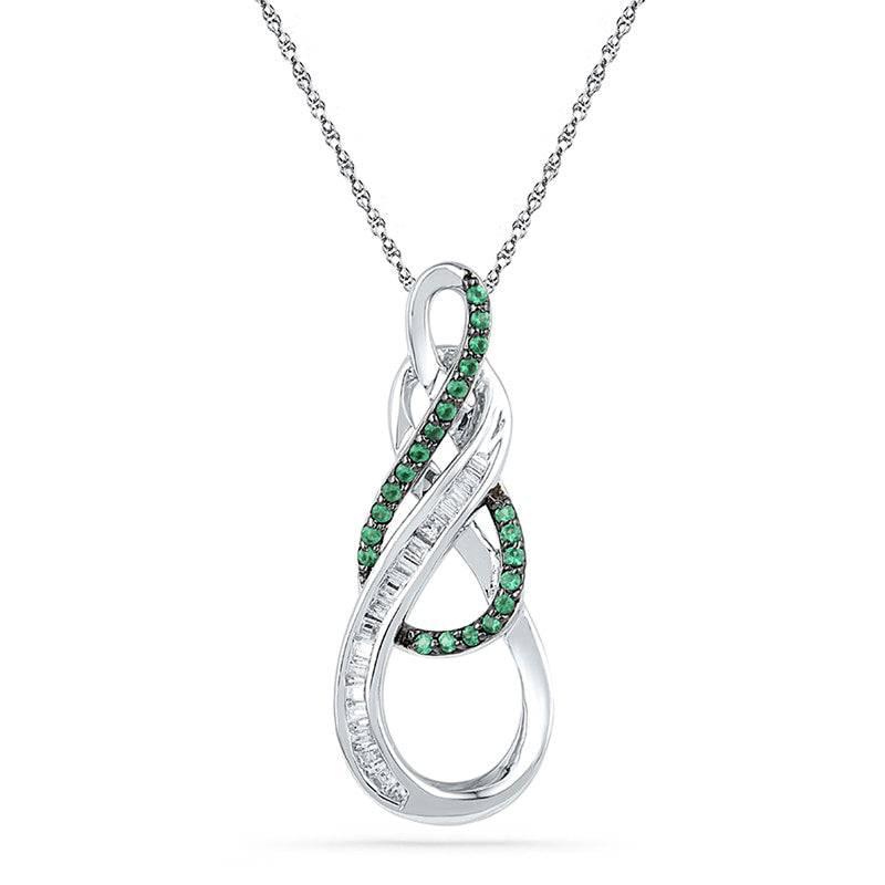 0.25 CT. T.W. Enhanced Green and White Natural Diamond Double Infinity Pendant in Sterling Silver