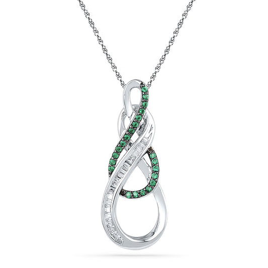 0.25 CT. T.W. Enhanced Green and White Natural Diamond Double Infinity Pendant in Sterling Silver