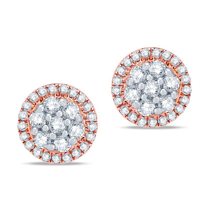 0.33 CT. T.W. Diamond Frame Cluster Stud Earrings in 10K Rose Gold