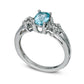 Oval Aquamarine and Lab-Created White Sapphire Split Shank Ring in Sterling Silver
