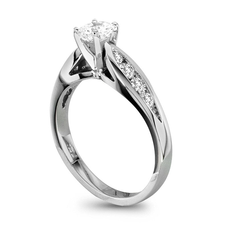 0.88 CT. T.W. Asscher-Cut Natural Diamond Engagement Ring in Solid 14K White Gold