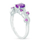 Oval Amethyst and Lab-Created White Sapphire Twist Ring in Sterling Silver