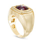 Men's 9.0mm Cushion-Cut Lab-Created Garnet and 0.25 CT. T.W. Diamond Comfort Fit Ring in Solid 10K Yellow Gold
