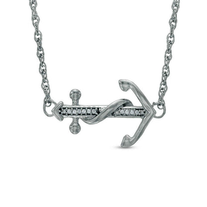 Natural Diamond Accent Sideways Anchor Necklace in Sterling Silver - 17"