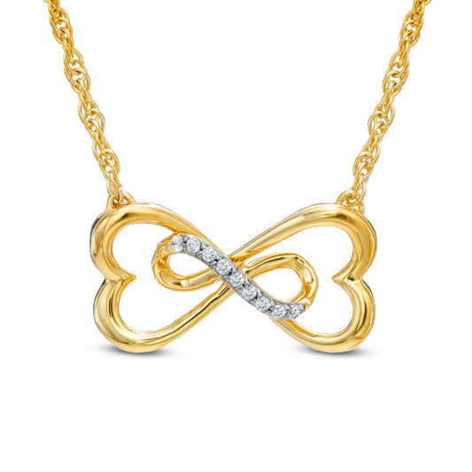 0.05 CT. T.W. Natural Diamond Sideways Heart-Shaped Infinity Necklace in 10K Yellow Gold