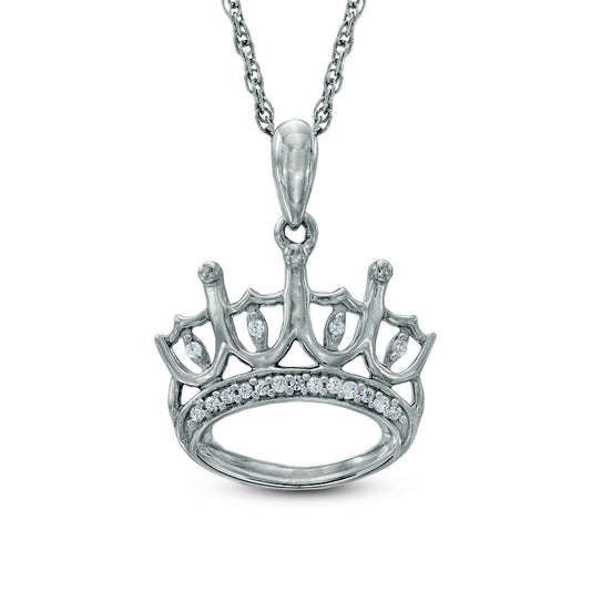 0.05 CT. T.W. Natural Diamond Crown Pendant in Sterling Silver