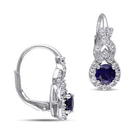 5.0mm Lab-Created Blue and White Sapphire Drop Earrings in Sterling Silver