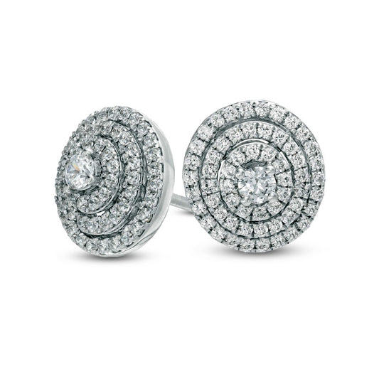 0.5 CT. T.W. Diamond Layered Circle Stud Earrings in 10K White Gold