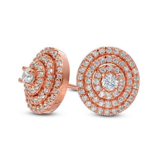0.5 CT. T.W. Diamond Layered Circle Stud Earrings in 10K Rose Gold