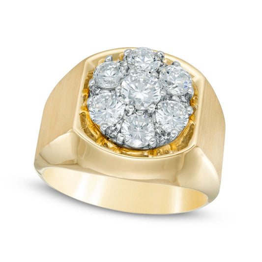 Men's 2.0 CT. T.W. Natural Diamond Cluster Comfort Fit Ring in Solid 10K Yellow Gold