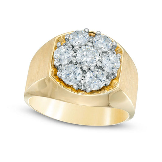 Men's 1.5 CT. T.W. Natural Diamond Cluster Comfort Fit Ring in Solid 10K Yellow Gold