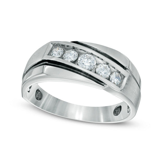 Men's 0.50 CT. T.W. Natural Diamond Comfort Fit Wedding Band in Solid 10K White Gold