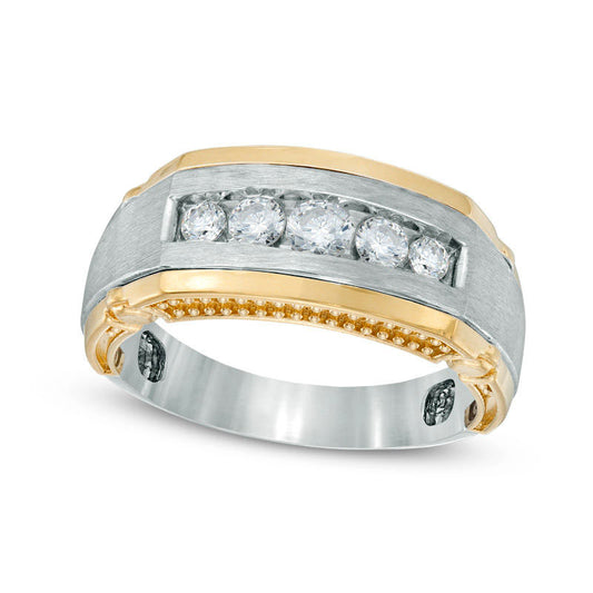 Men's 0.50 CT. T.W. Natural Diamond Comfort Fit Wedding Band in Solid 10K Two-Tone Gold