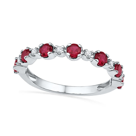 Lab-Created Ruby and White Sapphire Ring in Sterling Silver