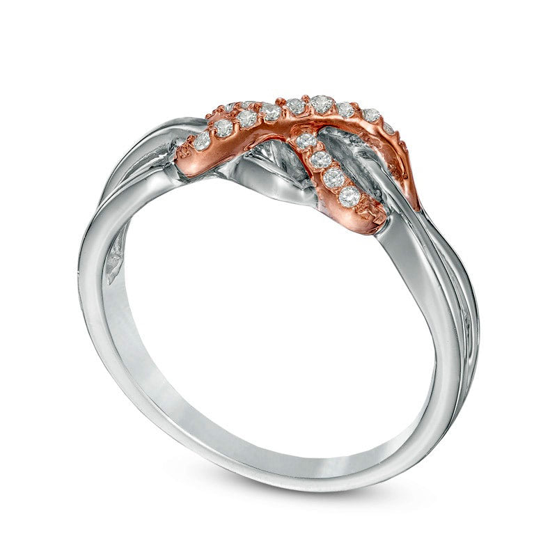 0.10 CT. T.W. Natural Diamond Infinity Ring in Sterling Silver and Solid 10K Rose Gold