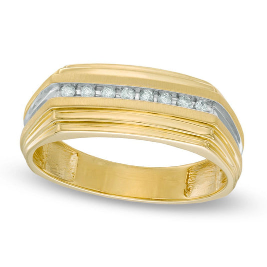 Men's 0.13 CT. T.W. Natural Diamond Wedding Band in Solid 10K Yellow Gold