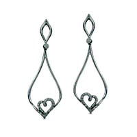 0.17 CT. T.W. Diamond Teardrop with Heart Drop Earrings in Sterling Silver