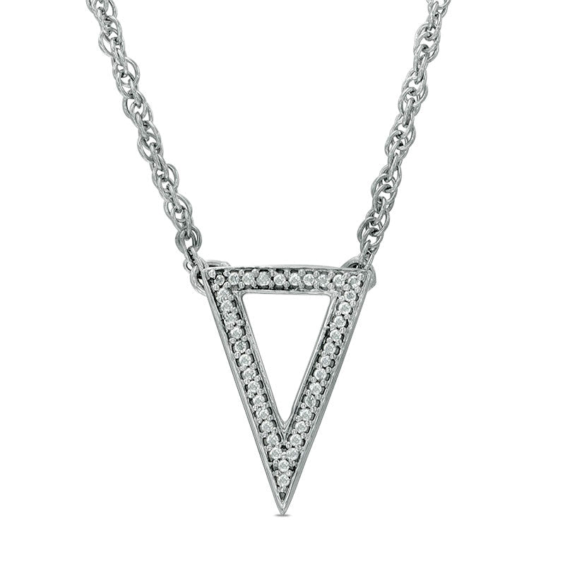 Natural Diamond Accent Triangle Necklace in Sterling Silver - 17"