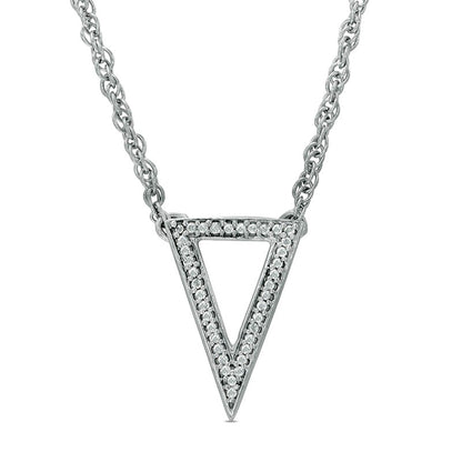 Natural Diamond Accent Triangle Necklace in Sterling Silver - 17"