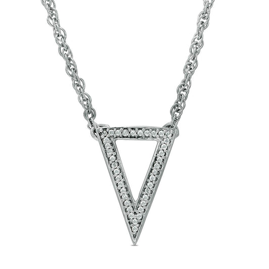 Natural Diamond Accent Triangle Necklace in Sterling Silver - 17"