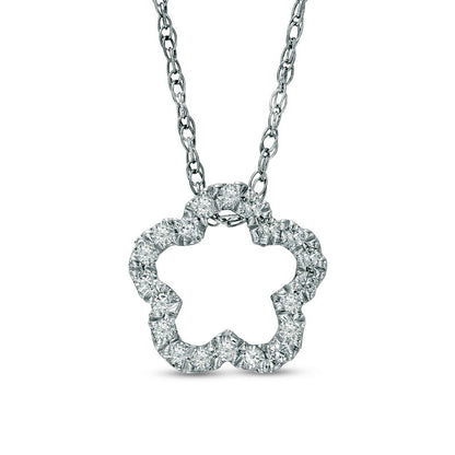 0.25 CT. T.W. Natural Diamond Outline Flower Pendant in Sterling Silver