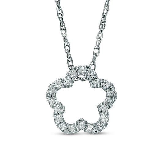 0.25 CT. T.W. Natural Diamond Outline Flower Pendant in Sterling Silver