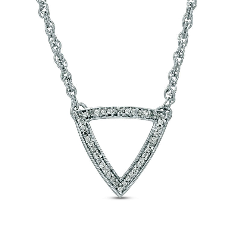Natural Diamond Accent Outline Triangle Necklace in Sterling Silver - 17"